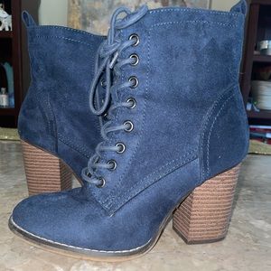 Lovely navy blue lace up boot heels